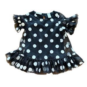 First Impressions Baby Girl Dress Black White Polka Dot Ruffle Bottom Size 12 M